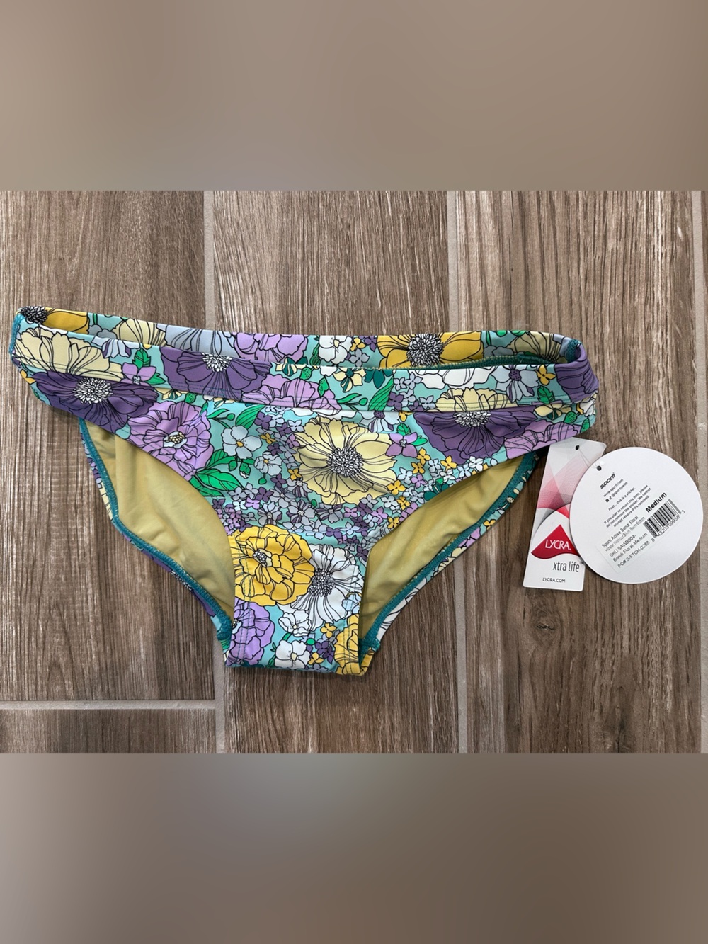 Floral Bikini Bottom in Yellow, Purple & Green